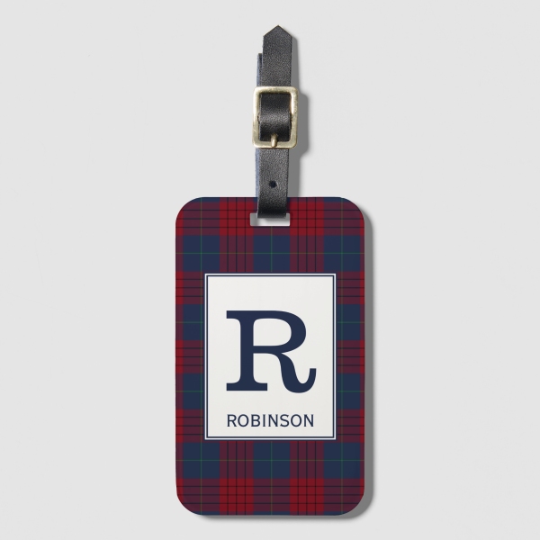 Robinson tartan luggage tag