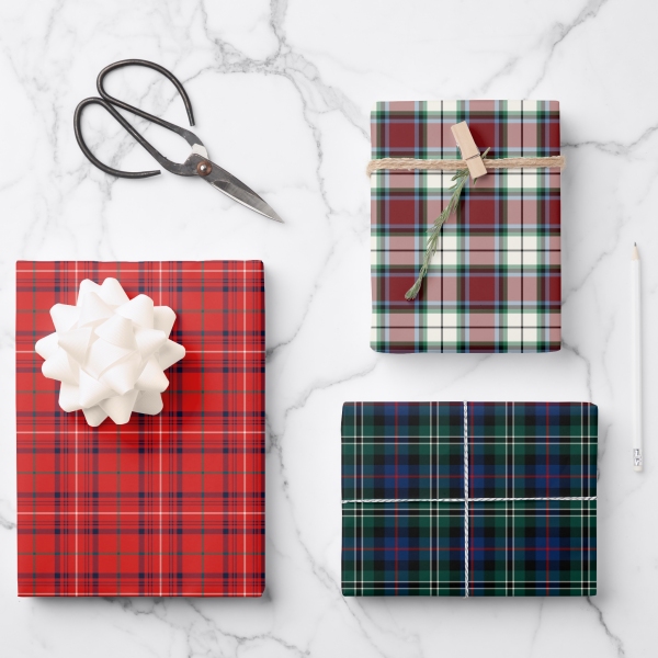 Rose Hunting Tartan variations all-occasion wrapping paper
