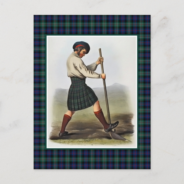 Rose Hunting tartan postcard