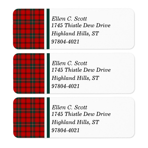 Return address labels with Scott tartan border