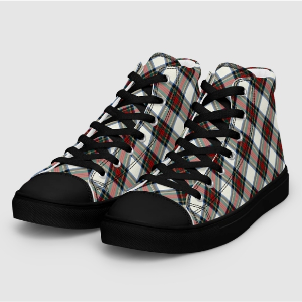 Stewart Dress tartan men's black hightop shoes