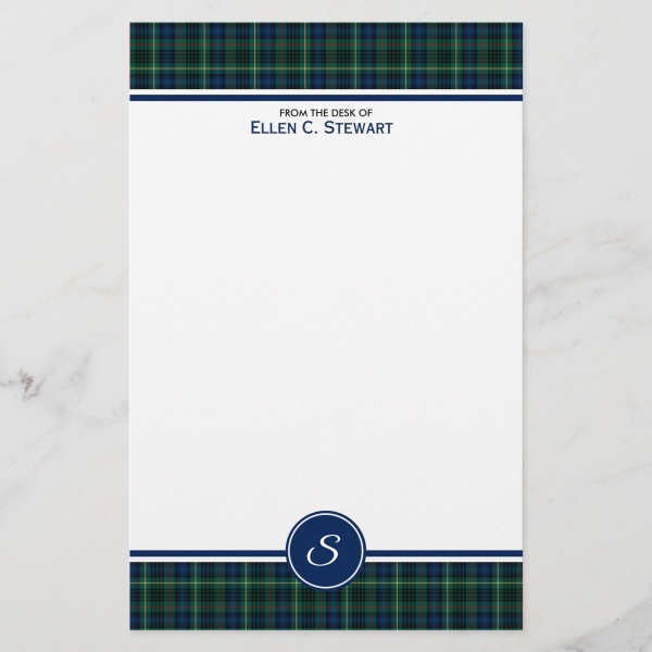 Stationery with Stewart Hunting tartan border