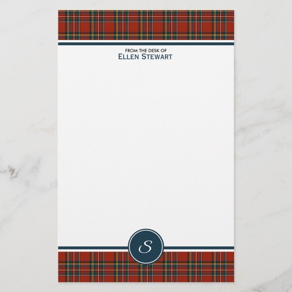 Stationery with Royal Stewart tartan border