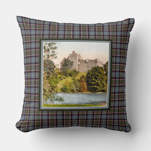 Stirling Weathered tartan castle throw pillow