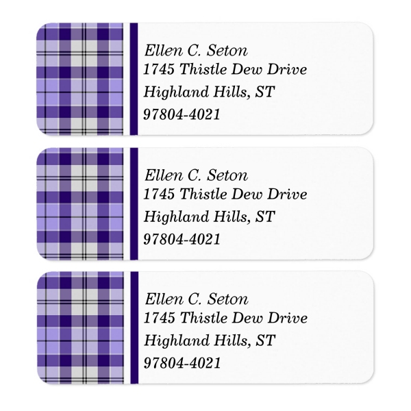 Return address labels with Strathclyde Ancient tartan border