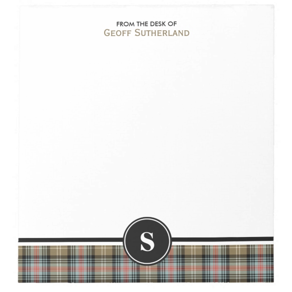 Clan Sutherland Ancient Tartan Note Pad