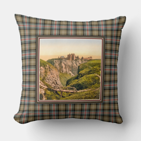 Sutherland Ancient tartan castle throw pillow