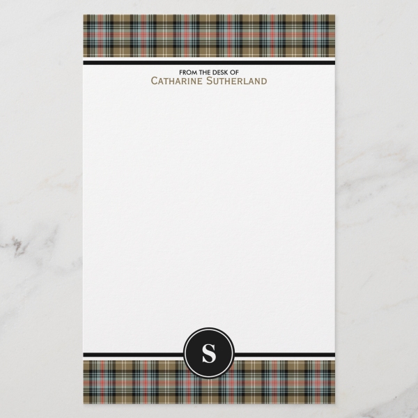 Stationery with Sutherland Ancient tartan border