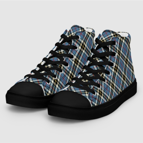 Thompson Blue tartan men's black hightop shoes