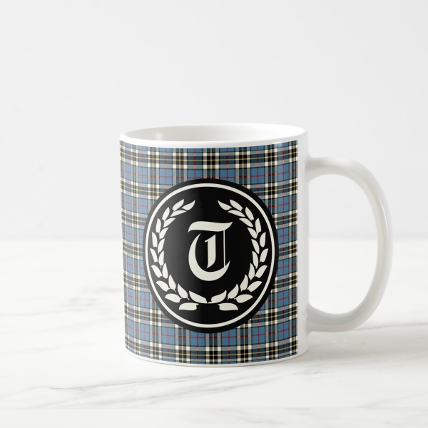 Thompson Blue Dress tartan monogrammed coffee mug