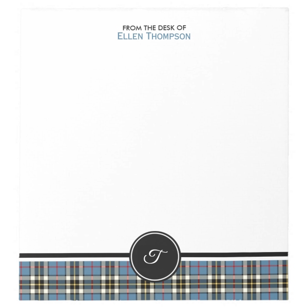 Note pad with Thompson Blue Dress tartan border