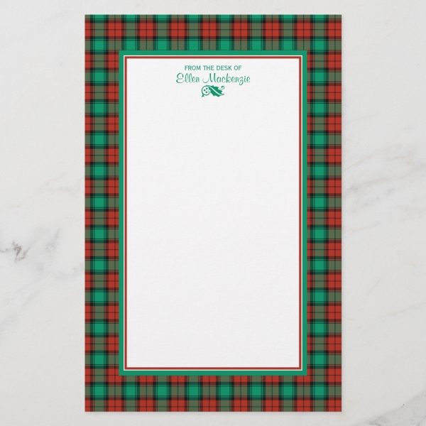 Traditional Christmas plaid stationery