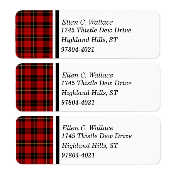 Return address labels with Wallace tartan border