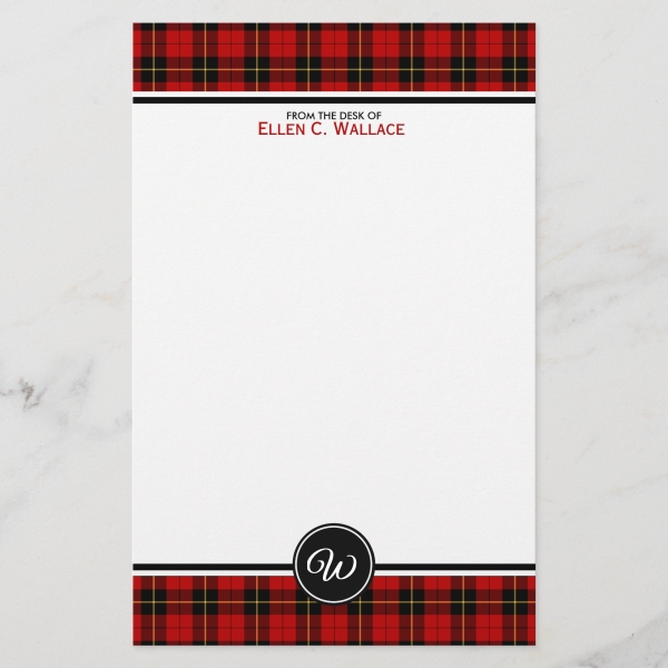 Stationery with Wallace tartan border