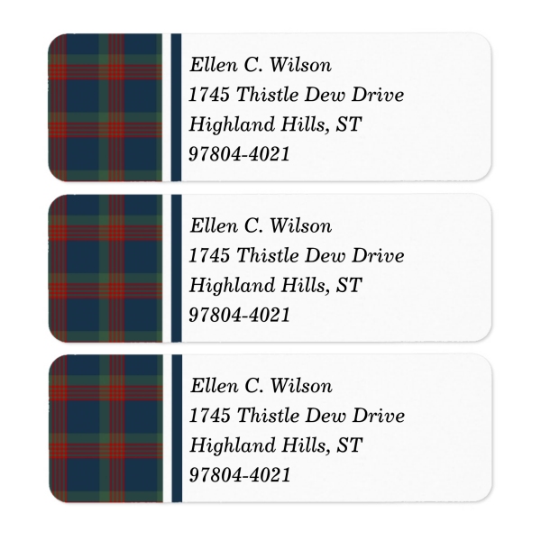 Return address labels with Wilson tartan border