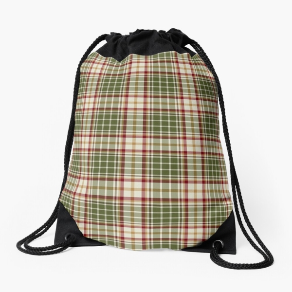Woodland Christmas plaid drawstring bag