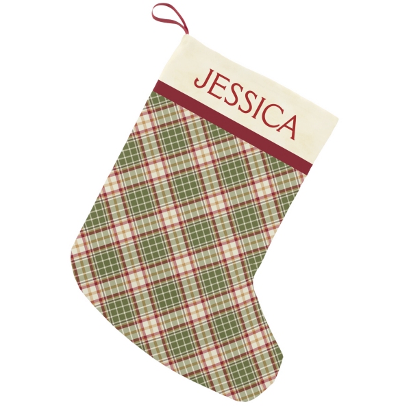 Woodland Christmas plaid stocking