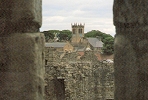 Barnard Castle ruins and town through castle window by Susan Wallace