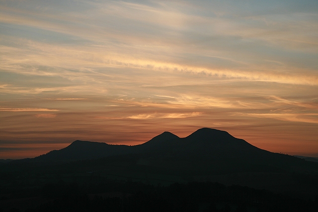 The Eildon hills at dusk by Walter Baxter