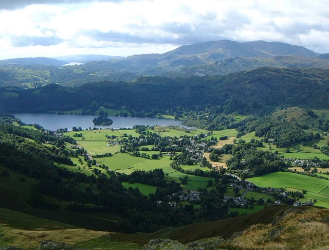 Grasmere, Cumbria seen from Stone Arthur by Mick Knapton